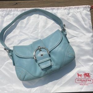 Vintage Coach Soho Blue Leather Shoulder Bag